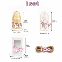 10 Sets Virgin Mary Candle Favor Gift Set, Includes Gift Box And Card, Gold Religious Baptism Party Favors, Suitable For Baby Baptism, First Communion, Church Celebration - White & Gold - View 11