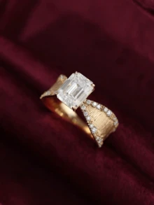rundraw Luxury Exquisite Minimalist Gold Ring Set, Inlaid With Cubic Zirconia, Suitable For Daily Wear, Wedding, Engagement, Anniversary Gift - Multicolor - View 11