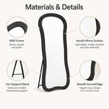 Asymmetrical Curved Full‑Body Mirror, 160*60cm,Random Color, Freestanding & Wall‑Mounted Dressing Mirror, Large Standing Makeup Mirror For Bedroom Living Room Home Decor - A - View 9