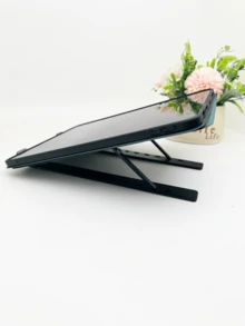 Aluminum Alloy Folding Laptop Stand, Heat Dissipation Riser, Height Booster, Portable Desktop Stand, Tablet/Phone Stand, Fit For 18-Inch Laptop - Black - View 6