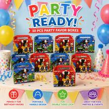Roblox 10pcs Party Favor Paper Boxes, Portable Handle Snack Containers, Cartoon Block Game Character Print, Rectangular Candy Gift Boxes, Children's Game Theme Birthday Party Snack Storage Boxes - Forsaken Chance Paper Box - View 1