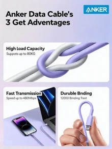 anker Kabel data pengisian cepat bersertifikasi Apple MFi A8662, kompatibel dengan iPhone 16, 15 Pro Max, dan 14. Kabel pengisian cepat port 13C ke Lightning 12, kabel pengisi daya asli. - MultiWarna - View 2