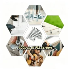 400pcs Cross Self Tapping Screw Mixed Set, Woodworking Screws, Gypsum Board Screws, Drywall Screws, Hardened Self Tapping Screws, Home Decoration Screws - Silver - View 5