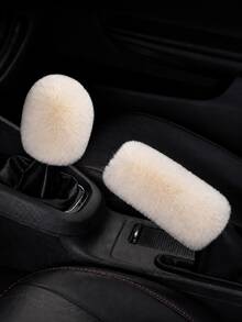 2pcs Artificial Rabbit Fur Car Gear Shift Cover And Handbrake Cover Set, Soft Warm Plush Elastic Car Gear Shift Handbrake Protector, Cute Feminine Car Interior Accessories - A - View 15