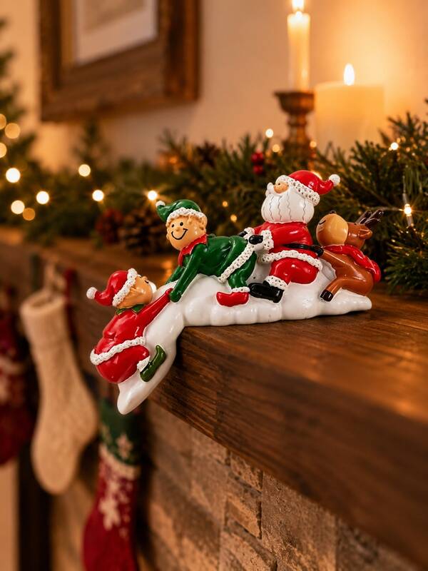 Christmas Santa Claus Figurine Decoration, Cute Elf Reindeer Hanging Ornament, Suitable For Fireplace Mantel, Resin Holiday Tabletop Decor, Farmhouse Style Christmas Home Decor, Winter Wonderland Theme Party Decoration, Christmas Gift