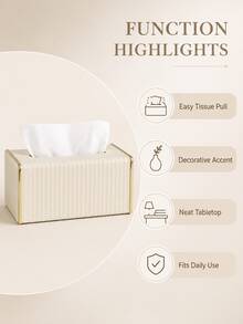 PU Leather Rectangular Tissue Box Holder, Napkin Holder, Decorative Storage Box, Suitable For Bathroom Countertop, Bedside Table, Coffee Table, Home, Office Desk And Car, Holiday Gift - Multicolor - View 7