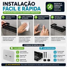 Kit Acessórios Banheiro 6 Peças em Alumínio com Porta Toalha Papel Higiênico Saboneteira e Prateleira - Preto - Visão 4