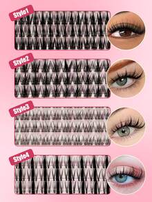 400pcs Spiky False Eyelashes, Large Capacity False Eyelash Book, 3D Super Fluffy Soft Comfortable, High Quality DIY False Eyelash Clusters, D-Curl False Eyelash Clusters Set, 8-16mm DIY False Eyelash Extensions, 4 Styles False Eyelash Clusters, Spiky False Eyelashes, Single False Eyelash Clusters, Suitable For Home Use - View 2