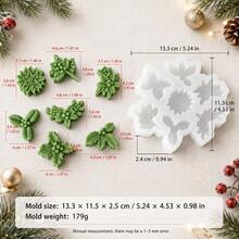 Mini Snow-Covered Christmas Tree & Holly Leaf Silicone Mold, Realistic Snow-Topped Tree Design With Delicate Layered Texture, Compact Size, Suitable For Aromatherapy Candle Inlay Decor, Standalone Small Candles, Handmade Soap Accessories, Decoration And Resin Micro Landscapes, Compatible With Christmas-Themed Candle Creations, Create Winter Atmosphere Desktop Decor, Can Be Used As Holiday Handmade Gift Material - Silicone Mold - View 6