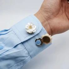 1Pc/2Pcs Floral Seamless Button Set, Decorative Clip-On Shirt Buttons, Women's Shirt Collar/Cuff Decorative Buttons, Quick Detach And Install - Multicolor - View 10