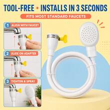 Portable Faucet Sprayer With Flexible Hose, Tool-Free Clamp-On Handheld Shower Attachment For Pet Bathing, Hair Washing, Produce Rinsing And Plant Watering - View 4