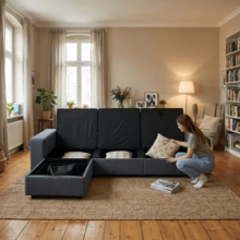 Sofa Grey Made Of Wood For Living Room - 深灰色 3 人座 - 查看 8