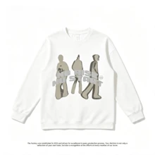 NO RISE NO START American Retro Abstract Portrait  Loose-Fit Printed Niche Sweatshirt - 白色 - 查看 7