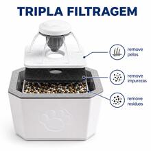 Fonte Bebedouro Automática Água Corrente para Pets Cães e Gatos, 3 Modos de Água Tripla Filtragem Silenciosa 20cm, 2,5 Litros, Branco, Silencioso BPA Free - 2.5 l - Visão 3