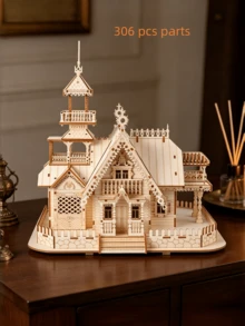 306 Pcs Parts 3D Wooden Puzzle, Realistic Architectural Model For Adults, Birthday Gift, Building Block Toy, Custom Handcrafted Wooden Puzzle Model For Students And Teens - Plum Blossom Villa - View 1