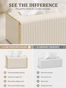 PU Leather Rectangular Tissue Box Holder, Napkin Holder, Decorative Storage Box, Suitable For Bathroom Countertop, Bedside Table, Coffee Table, Home, Office Desk And Car, Holiday Gift - Multicolor - View 6