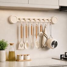 XIANG YU Suction Cup Kitchen Wall Hook Sliding Rack, No Drilling Required, Kitchen Utensil Storage Holder For Spatulas And Spoons - A - View 2
