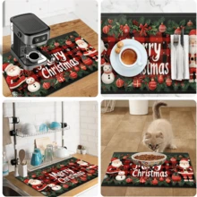 1pc Christmas Santa Style Dish Drying Mat, Coffee Machine Mat, Absorbent Quick-Drying Table Protector, Dining Table Bar Counter Holiday Decor Mat, Practical Christmas Kitchen Supplies, Home Gift, Desktop Decoration - XYLSD-913 - View 11