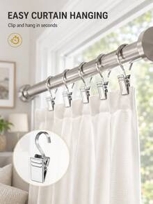 30 buah Klip Tirai Stainless Steel dengan Pengait, Klip Gantung Logam Tahan Karat dan Kuat, Cocok untuk Tirai, Batang Tirai, Pajangan Foto, Lampu Hias, Dekorasi Pesta Natal dan Dekorasi Rumah - 30 Buah - View 6