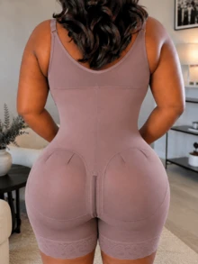 1件女款塑身連身衣，收腹提臀塑身衣，拉鍊胯部設計，緊身一體式，適合多種場合 - 鏽棕色 - 查看 6