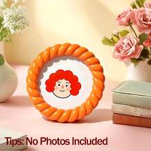 1 pièce Cadre photo rond en résine perlée, cadre photo de bureau rond macaron pastel mignon, convient pour la décoration de la chambre, de la chambre d'enfant, l'anniversaire, Noël, la pendaison de crémaillère et le cadeau d'amitié - Rond - Voir 14