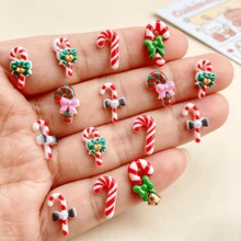 10/30/50pcs Colorful Mini Cartoon Christmas Candy Cane Flat Back Resin Decorations - For Handmade Crafts, Scrapbooking, DIY Wedding Decor - Ideal Gift Choice For Valentine's Day, Halloween And Christmas - Random Mix - Christmas Candy Cane - View 11