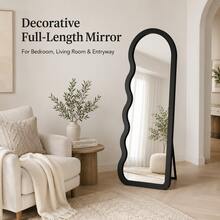 Arch Wavy‑Edge Full‑Body Mirror, 160*60cm,Random Color, Freestanding & Wall‑Mounted Dressing Mirror, Large Standing Makeup Mirror For Bedroom Living Room Home Decor - A - View 3
