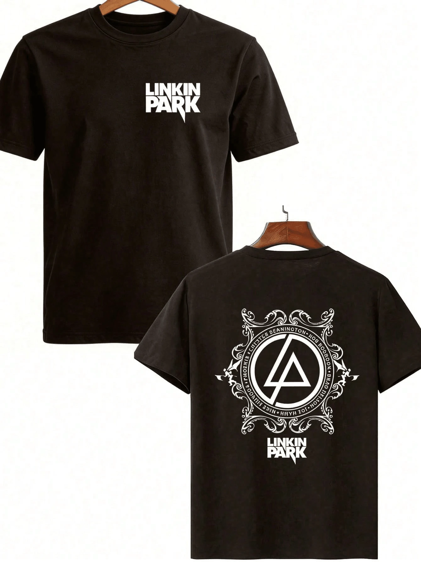 Linkin Parkk Double-Sided T-Shirt, Black With Band Logo On Chest, Iconic Crestt On Back, Unisex Rock Merch For Festival, Concert And Fans - Black - View 1