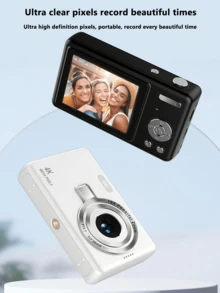 Cámara Digital 4K con Zoom 16x, Pantalla de Alta Definición de 2.4 Pulgadas 50M, Creación de Video de Píxeles, Cámara Digital Compacta, Adecuada para Estudiantes; Cámara CCD, Esencial para Viajes, Pegatinas de Cristal DIY Gratis - Conjunto de cristales blancos Q12 - Ver 4
