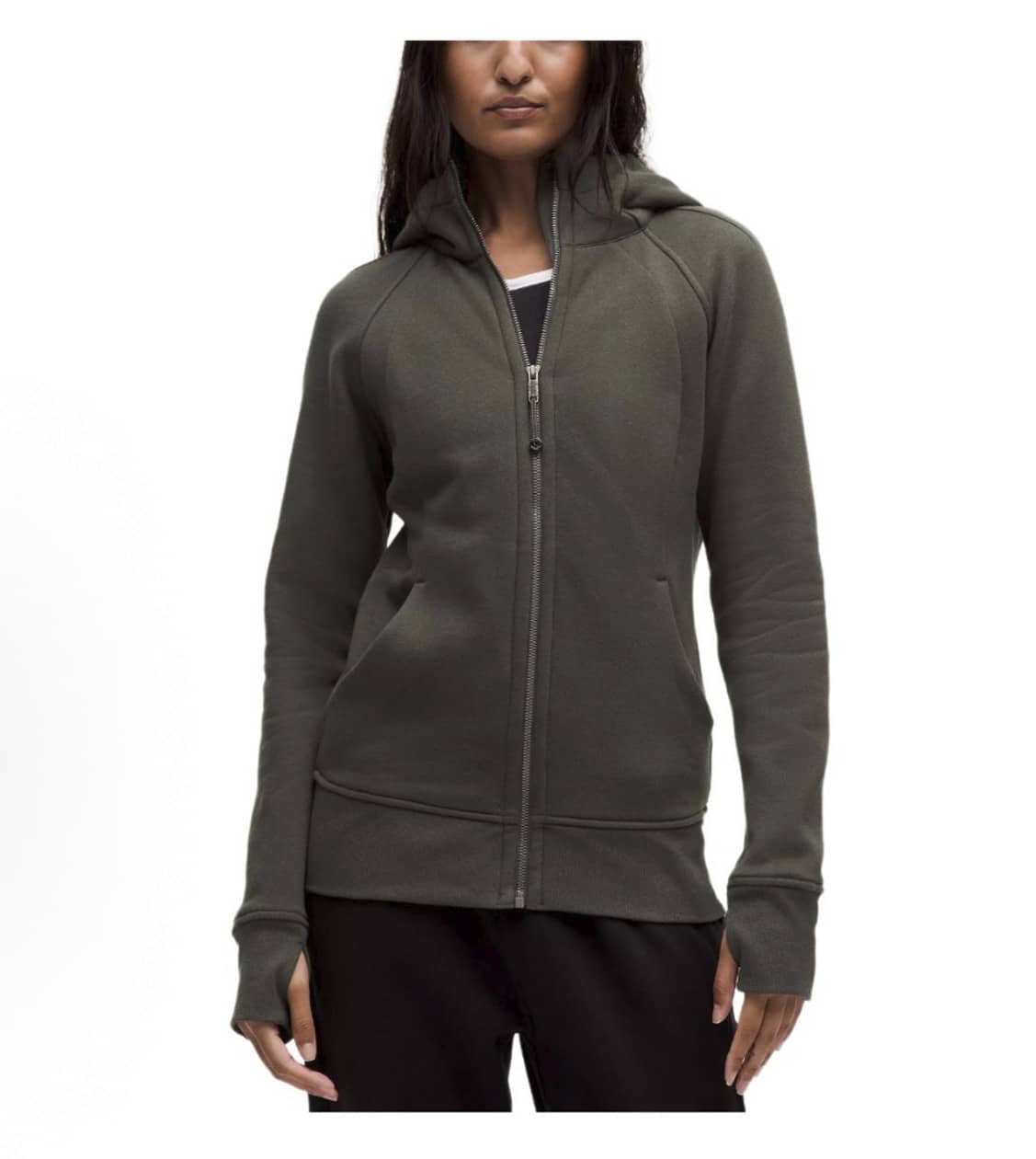 Lululemon Women's Scuba Full-Zip Hoodie Classic Hooded Jacket Fit Track Jacket Full Zip Outerwear Breathable Warm Athletic Sweatshirt With Thumbholes - Sage Green - 查看 1