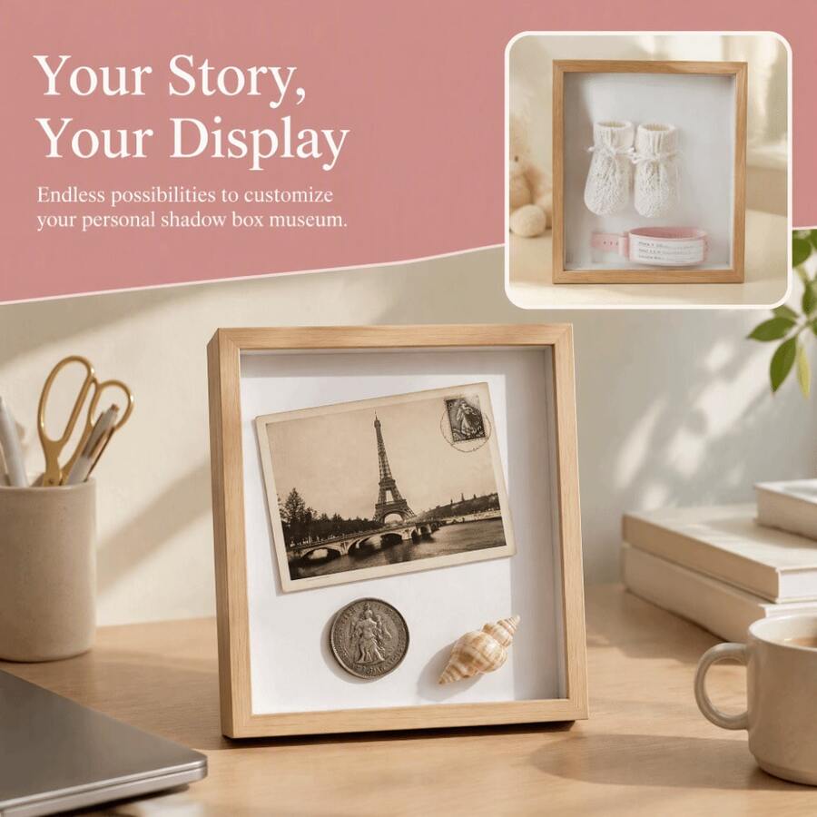 10 Inch Display Case Photo Frame Handmade DIY Tissue Paper Roses Framed Picture Frame - Multicolor - View 1