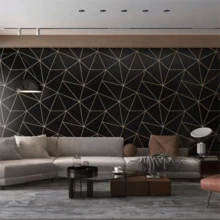 1 Roll 3D Geometric Self-Adhesive Wallpaper, Thickened Vintage Texture, Removable PVC Waterproof & Oil-Proof Sticker, Suitable For Home Decor And Entertainment Venue Wall Decoration - A-Black - View 3