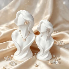 Modern Art Women Bust Jewelry Display Stand With Necklace And Earring Holes, Suitable For Boutique Window, Bedroom Decor, Live Streaming Props, Birthday And Anniversary Gift - Same Style In Multiple Colors and Sizes - View 5