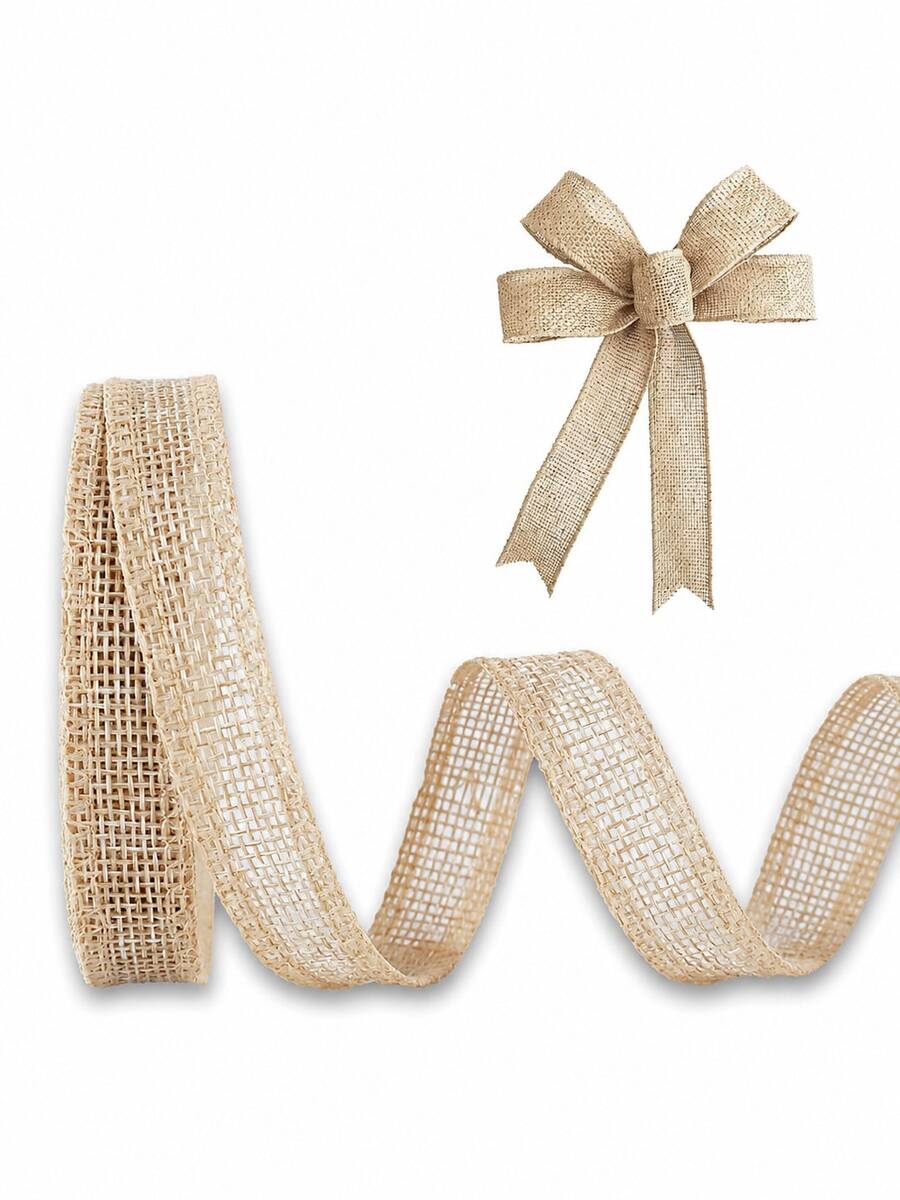 3 Rolls 10m Jute Ribbon, 1.5cm Wide Vintage Style Jute Rope, Suitable For Gift Wrapping, Christmas Wreath, Holiday Bows, Wedding Decoration, DIY Crafts And Party Decor - Beige - View 1