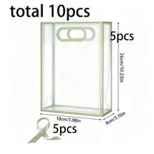 10pcs/Set Transparent Gift Bags With Handles (19 Microns) And Ribbons, Plastic Clear Gift Bags, Suitable For Boutique, Wedding, Birthday Party, Bachelor Party, Bridal Shower, Graduation Gift Bags, Back To School Season, Holiday Gift Packaging, Birthday Gifts - Multicolor - View 12