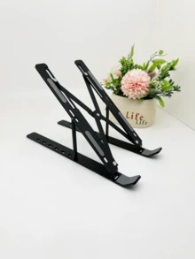 Aluminum Alloy Folding Laptop Stand, Heat Dissipation Riser, Height Booster, Portable Desktop Stand, Tablet/Phone Stand, Fit For 18-Inch Laptop - Black - View 5