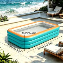 1pc Giant Thick Durable PVC Inflatable Swimming Pool For Adults, 3 Or 4 Layers Optional, Extra Large Foldable Portable Easy Setup Water Play Pool, Suitable For Summer Home Garden, Water Park, Backyard, Outdoor Leisure Use, Blue And Orange - Inflatable Swimming Pool - View 15