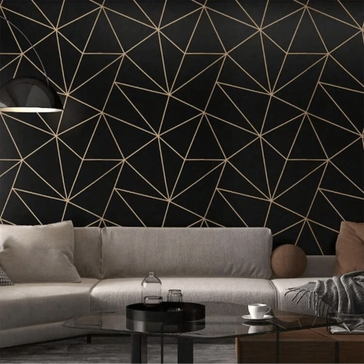1 Roll 3D Geometric Self-Adhesive Wallpaper, Thickened Vintage Texture, Removable PVC Waterproof & Oil-Proof Sticker, Suitable For Home Decor And Entertainment Venue Wall Decoration