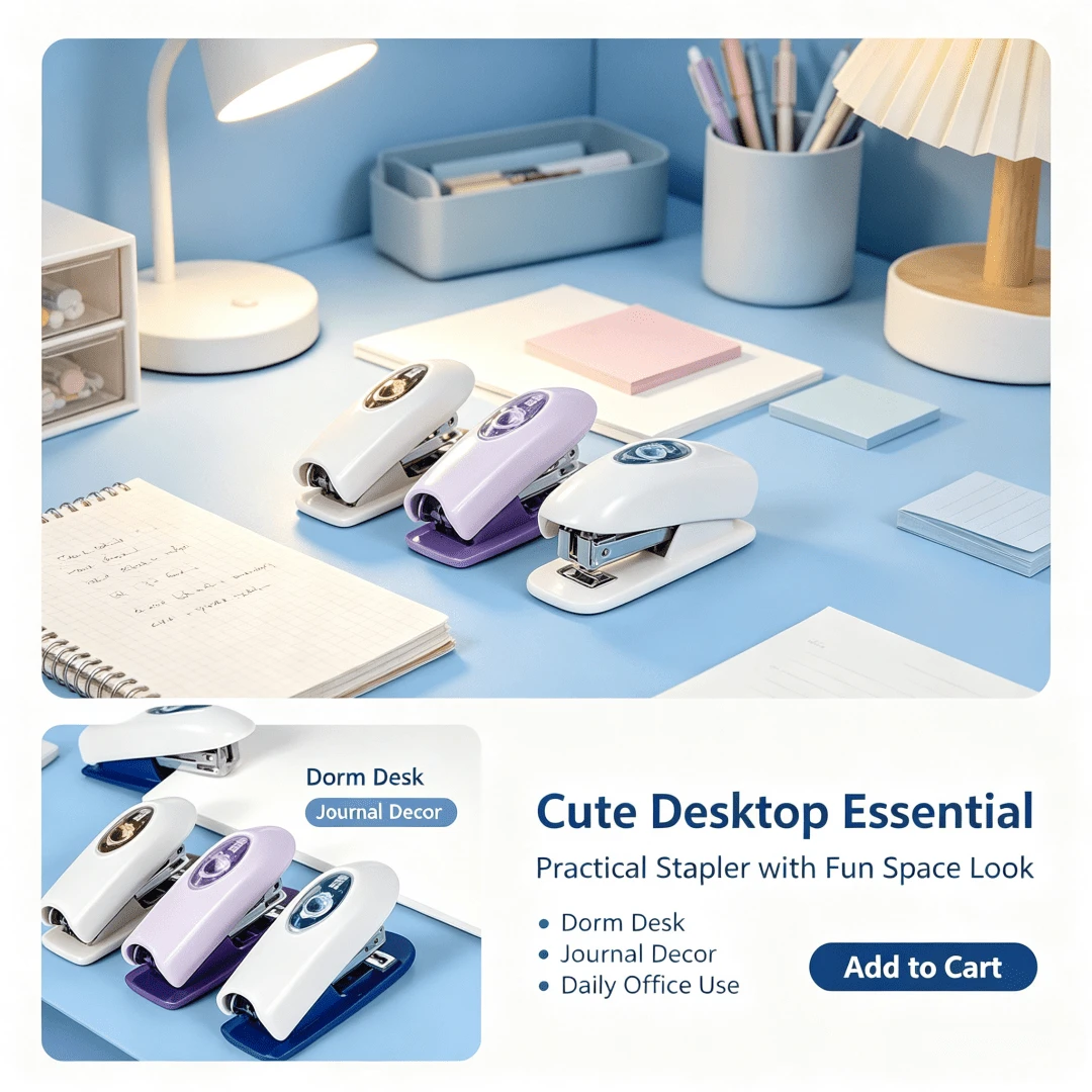 1 Set Stapler Mini Astronot Luar Angkasa dengan Isi Staples Gratis, Stapler Plastik Portabel Hemat Tenaga, Alat Tulis Sekolah Lucu Kecil untuk Siswa, Perlengkapan Penjilidan Dokumen Kertas Kantor, Back to School, Mini Stapler - Set - View 1