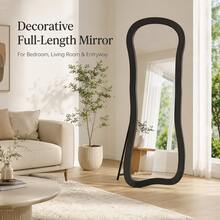 Asymmetrical Curved Full‑Body Mirror, 160*60cm,Random Color, Freestanding & Wall‑Mounted Dressing Mirror, Large Standing Makeup Mirror For Bedroom Living Room Home Decor - A - View 3