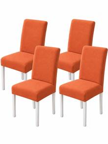 1/4/6pcs Solid Color Pattern Chair Covers, Modern Minimalist Digital Print Stretch Dining Chair Covers, All-Season Suitable For Living Room, Home, Restaurant, Banquet, Party, Holiday Decoration - Coral Orange - View 12