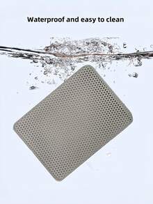 1pc EVA Cat Litter Mat, Double Layer One-Piece Single Opening, Washable Litter Trapping Mat For Indoor Cat Home Use - Grey - View 15