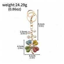 1pc Lucky Four Leaf Clover Bag Charm Keychain - Full Rhinestone Pearl Wallet Shoulder Bag Charm - Women's Holiday Gift - Multicolor - View 15
