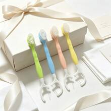 2 In 1 Disposable Soft Bristle Toothbrush & Dental Floss Stick, Portable Travel Oral Cleaning Tool, Multiple Colors Random, Teeth Cleaning Tool, Dental Accessories, Mini Toothbrush - Multicolor - View 3