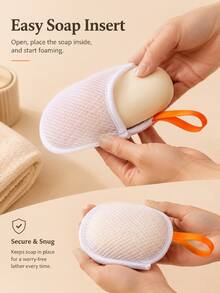 Portable Hanging Soft Mesh Soap Bag With Drawstring Closure And Compact Travel Storage Box, Quick-Drying Dense Lather Multi-Purpose Soap Mesh Bag For Home Bathroom Shower Facial Cleansing Fitness Camping Travel Daily Bathing Care - Multicolor - View 3