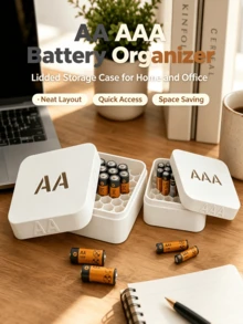 Honeycomb-Shaped Battery Storage Box With Lid, Portable Battery Organizer, Space-Saving Home And Office Drawer Battery Storage Rack, Dry Battery Neat Classification Storage Box - Multicolor - View 4