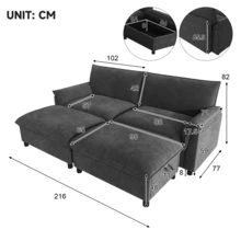 Modular Sofa Black Made Of Chenille For Living Room - Black 4 Seat - View 1