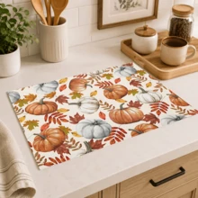 1pc Pumpkin Pattern Diatomaceous Earth Kitchen Drain Mat, Absorbent Dish Drying Mat, Coffee Machine Mat, Dishwashing Mat, Sink Mat, Kitchen Countertop Protector, Suitable For Cups, Plates, Tableware And Kitchen Decor - Multicolor - View 6