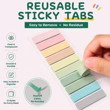 10 Colors PET Sticky Tabs, 200 Writable Transparent Index Tabs, Waterproof Removable Page Markers For Books, Study Notes, Planner & Office,Back To School Season - one-size - View 8