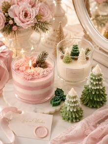 Mini Snow-Covered Christmas Tree & Holly Leaf Silicone Mold, Realistic Snow-Topped Tree Design With Delicate Layered Texture, Compact Size, Suitable For Aromatherapy Candle Inlay Decor, Standalone Small Candles, Handmade Soap Accessories, Decoration And Resin Micro Landscapes, Compatible With Christmas-Themed Candle Creations, Create Winter Atmosphere Desktop Decor, Can Be Used As Holiday Handmade Gift Material - Silicone Mold - View 3